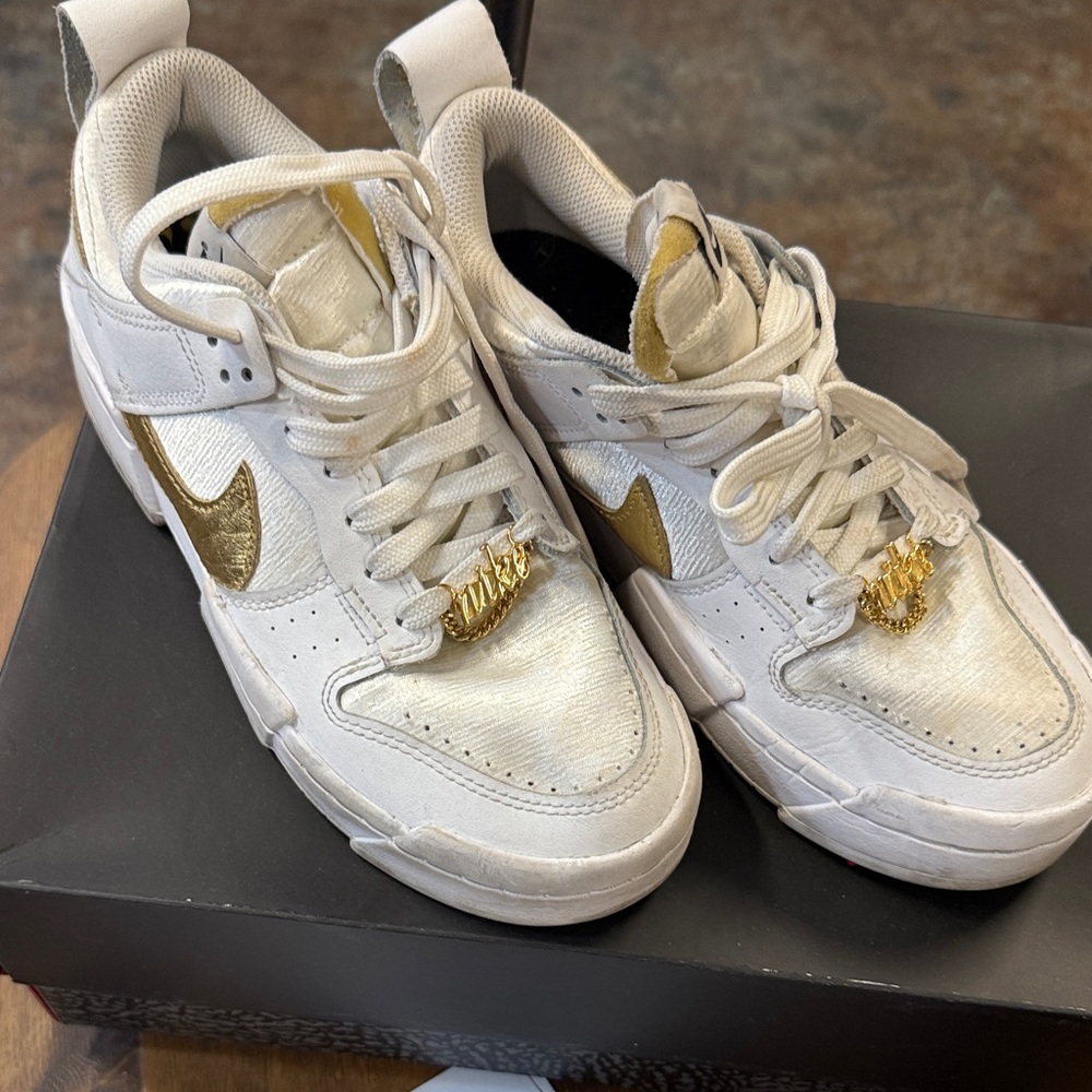 Nike Metallic Gold and White Sneakers